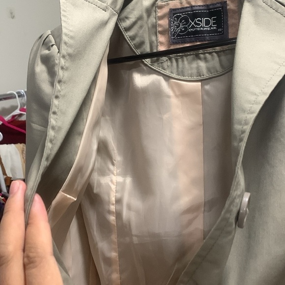 XSIDE OUTERWEAR Trench Coat Jacket Dress Cream Ivory Coat Double Breasted - Picture 8 of 11